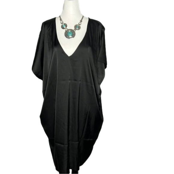 NWT SEN Dramatic Black Tunic Asymetric Dress side Medium - Picture 1 of 11